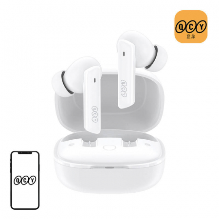 Casti Wireless - Casti audio TWS QCY HT05, ANC (alb)