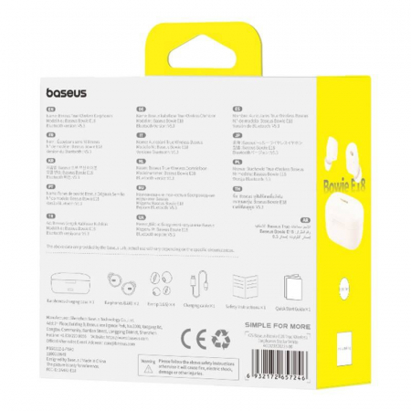 Earphones TWS Baseus Bowie E18 (white) [6]