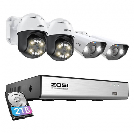 IP Camera ZOSI 2 pcs C296 WiFi 5MP and 2 pcs C182 WiFi 8MP + NVR 8ch + 2TB HDD [1]