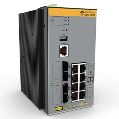 Industrial Networking - NET SWITCH 8PORT 10/100/1000T/4SFP AT-IE340-12GP-80 ALLIED