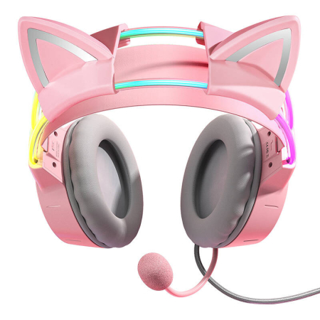 ONIKUMA X15Pro Casti de gaming roz / urechi de pisica [2]