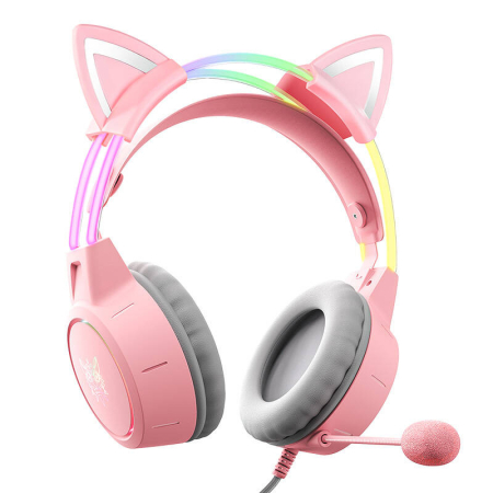 ONIKUMA X15Pro Casti de gaming roz / urechi de pisica [1]