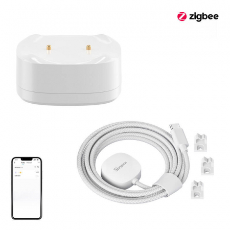 Smart Home Gadget - Set senzor scurgeri/inundatii ZigBee SONOFF SNZB-05P + Cablu WLDC200