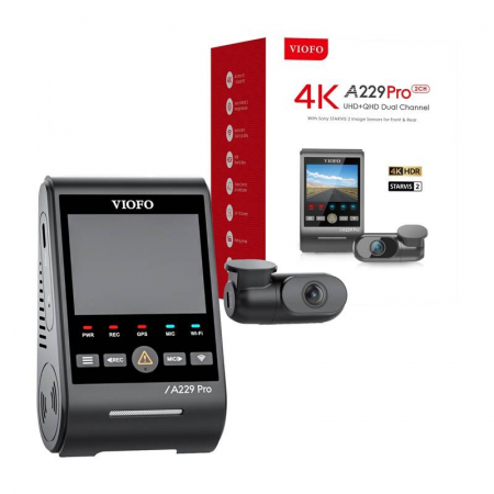 Camere video Auto - VIOFO A229 PRO 2CH 4K + 2K WiFi, GPS