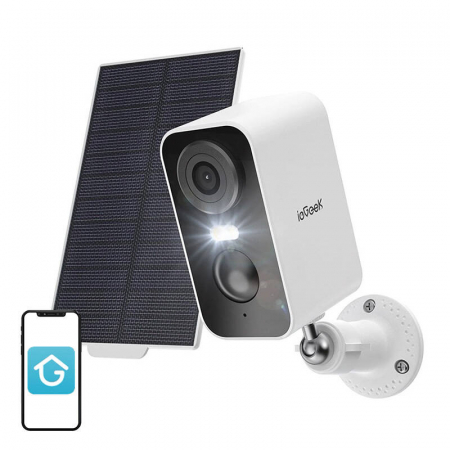 Supraveghere Video Acasa - Wireless 3MP WiFi Outdoor Camera ieGeek ZS-GX3S white with solar panel