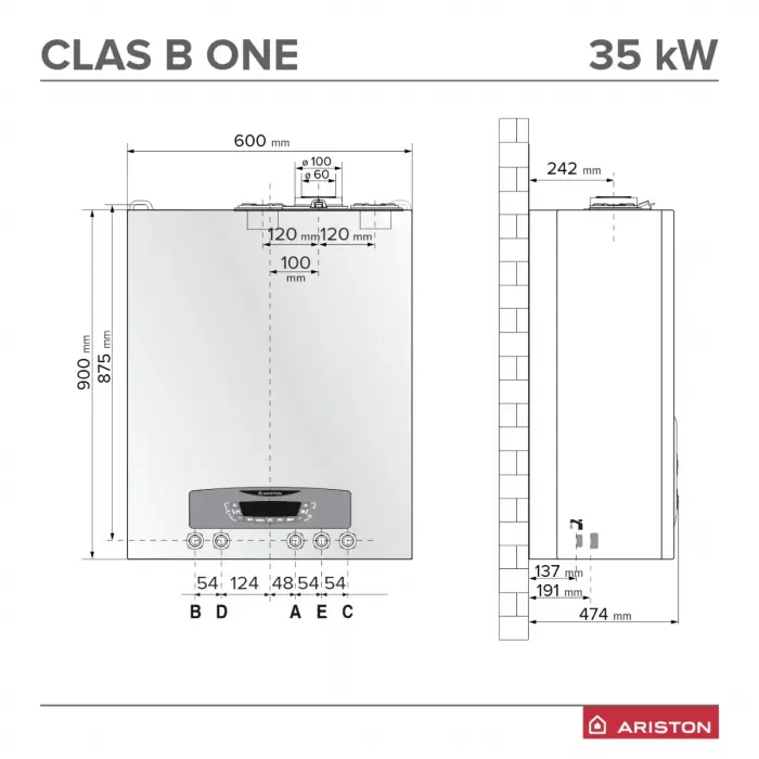 Centrala termică Ariston Clas B One Plus Wi-Fi 35 kW, condensare, boiler inox 40 L [4]