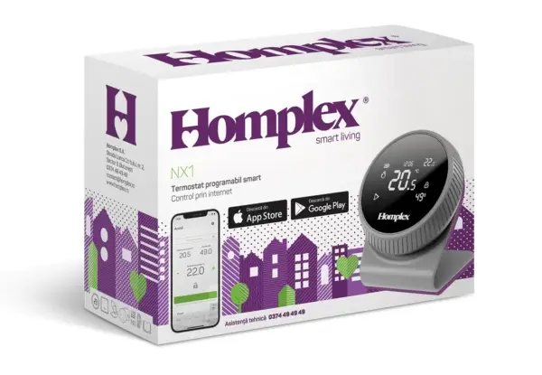 Termostat HOMPLEX programabil cu control prin Internet, fara fir, culoare Gri [10]
