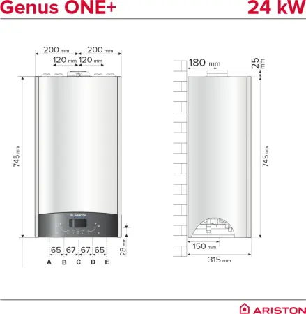 Centrala termică Ariston GENUS ONE+ 24, 24 kW, condensare, apă instant [6]