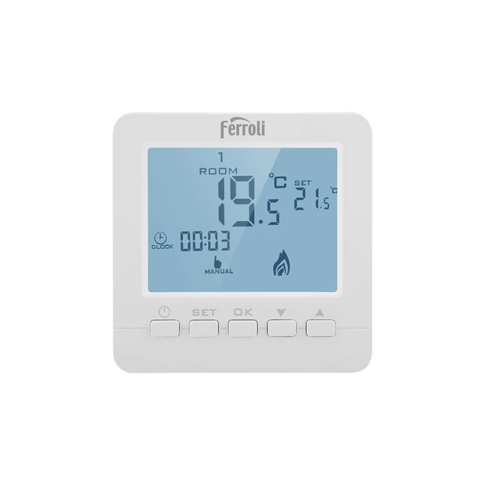 Termostate Neprogramabile - Termostat Ferroli FER 105 neprogramabil cu fir – control temperatura centrala