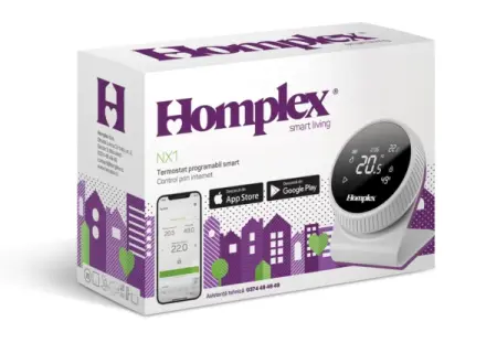 Termostat HOMPLEX programabil cu control prin Internet, fara fir, culoare Alb [9]