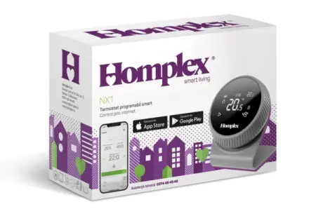 Termostat HOMPLEX programabil cu control prin Internet, fara fir, culoare Gri [9]