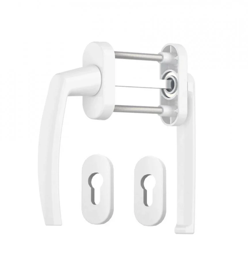 Accesorii tamplarie - Maner usa balcon, asimetric, culoare Alb, material aluminiu, rozeta culoare alb
