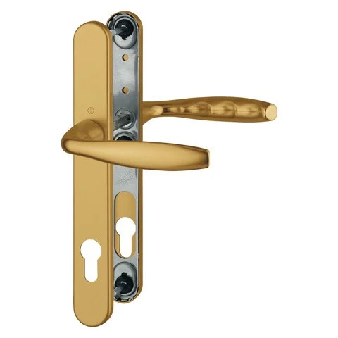 Accesorii tamplarie - Maner usa de exterior cu sild, Hoppe New York, culoare Auriu Mat, 92 x 30 mm, material aluminiu