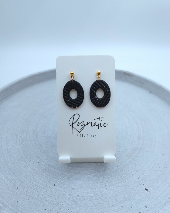 Cercel - Black Mini Oval [2]