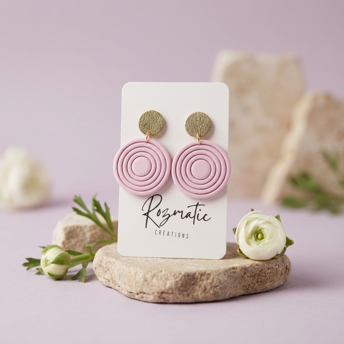 Cercel Halo – Gold & Pink [3]