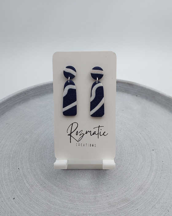 Cercel Ovaline - Blue Stripes [1]