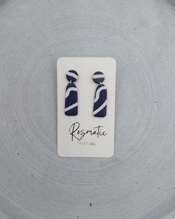 Cercel Ovaline - Blue Stripes [2]