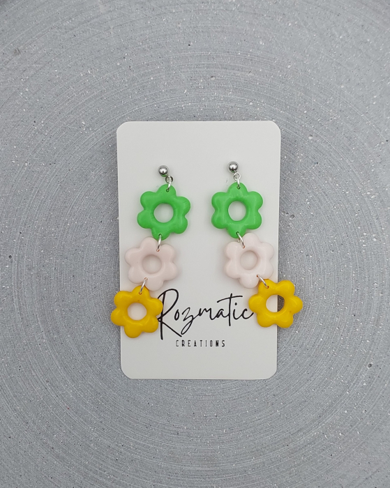 Cercel Triflora - Green White Yellow [3]