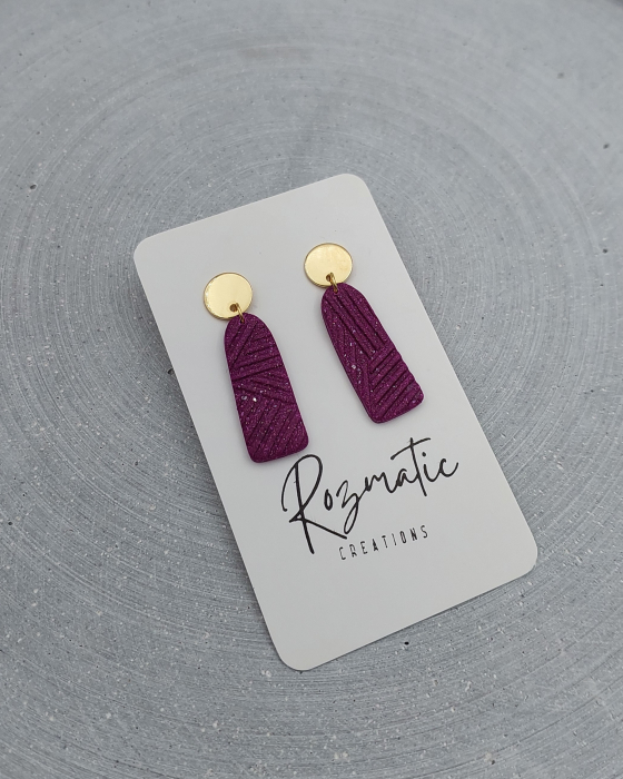 Cercel Ovaline - Violet Sparkle [1]