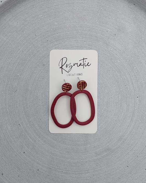 Cercel Ringlet Oval - Bordo [1]