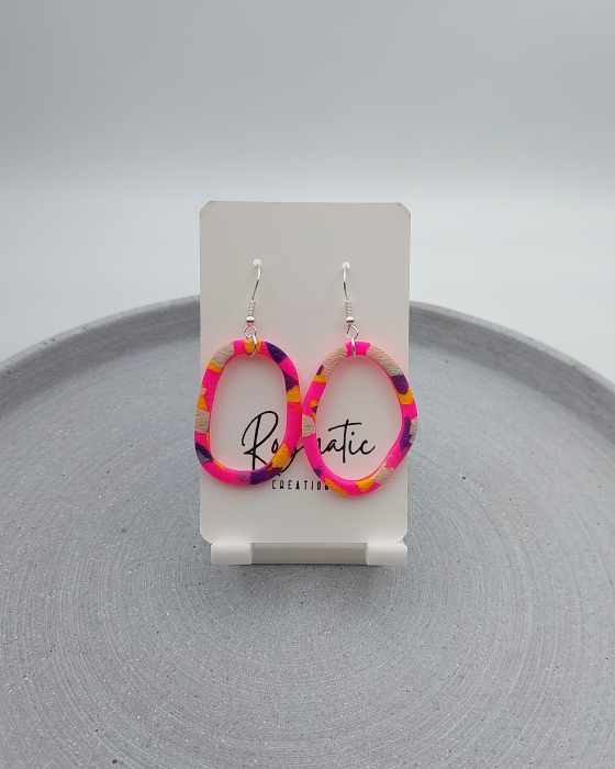 Cercel Ringlet Oval - NeonPink [2]