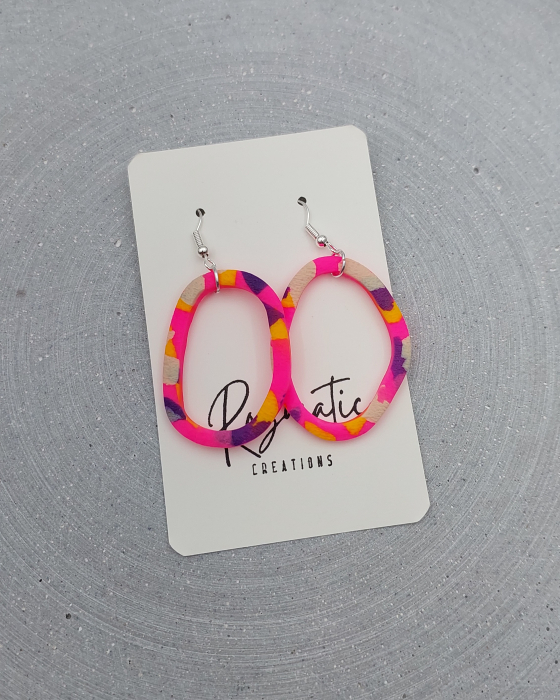Cercel Ringlet Oval - NeonPink [3]