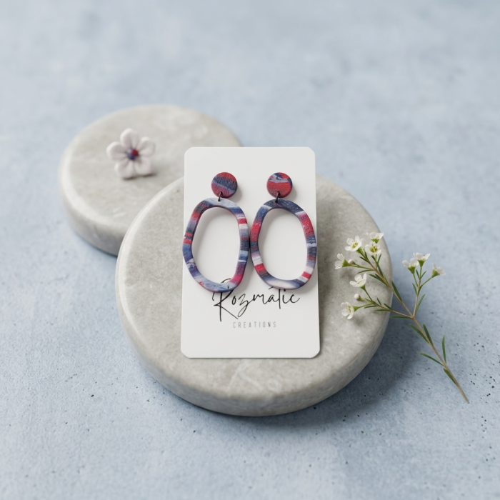 Cercel Ringlet Oval - Blue [2]
