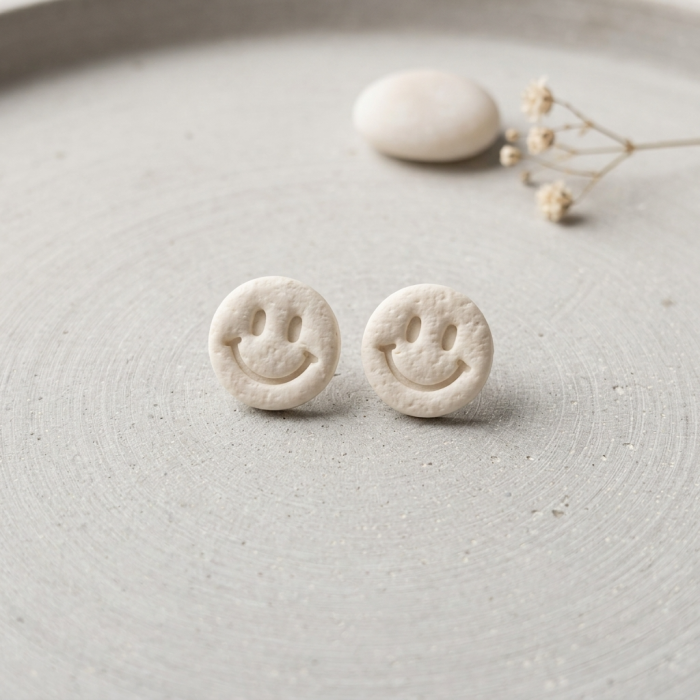 Cercel Smiley Face - White [2]