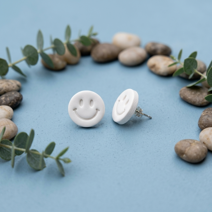Cercel Smiley Face - White [3]