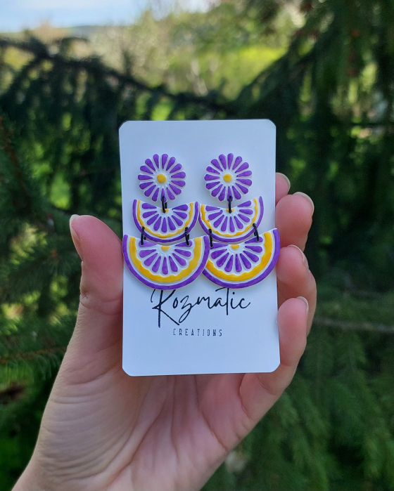 Cercel Tria - Yellow & Purple [4]
