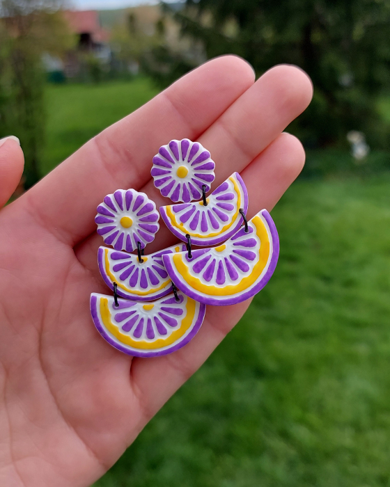 Cercel Tria - Yellow & Purple [5]