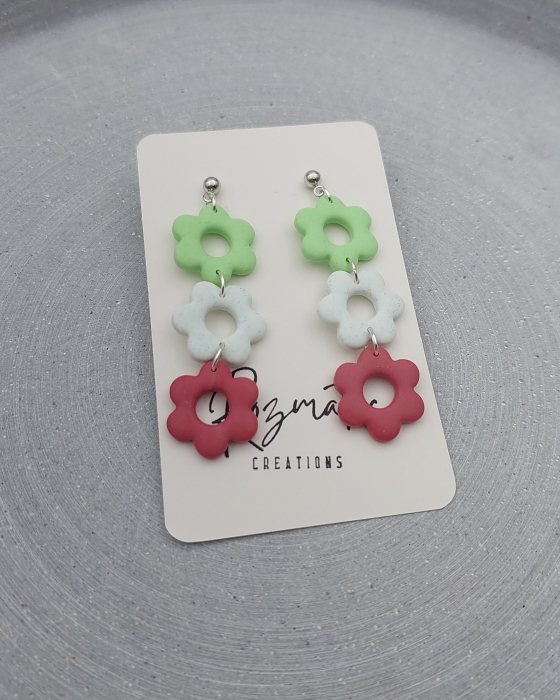 Cercel Triflora - Green Blue Pink [4]