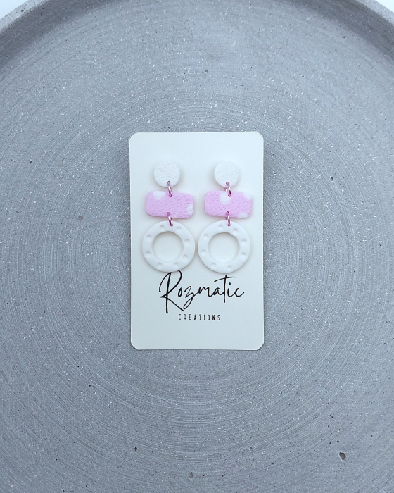 Cercel - Zorela - White BabyPink [3]