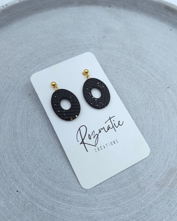 Toamna elegantă - Cercel - Black Mini Oval