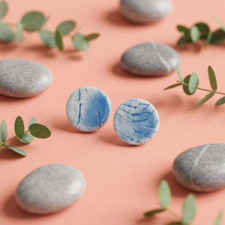Cercei mici (cu tijă) - Cercel Stud - Circle - Blue