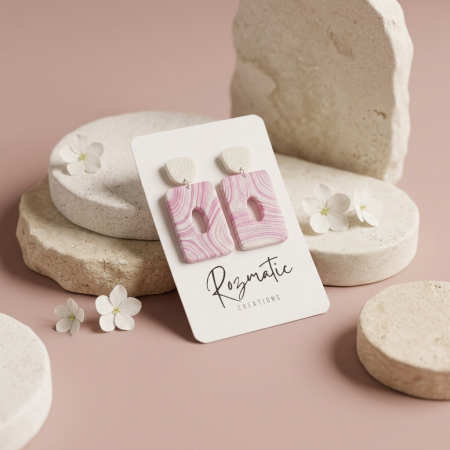 Cercel Halo - Rectangle Pink [2]