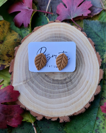 Categorie - Cercei mici - Cercel - Leaf - Brown