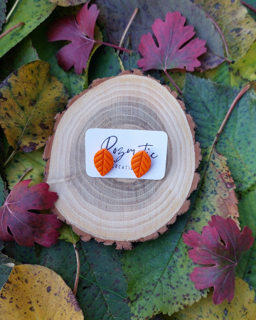 Categorie - Cercei mici - Cercel - Leaf - Orange