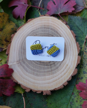 Categorie - Cercei mici - Cercel - Square Stripes - Blue & Green