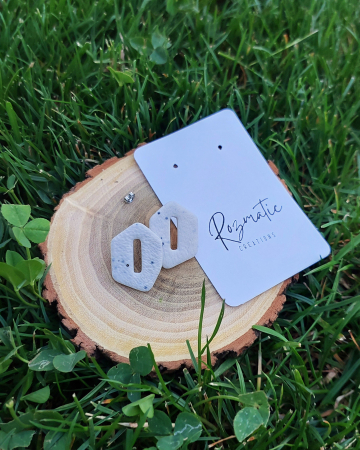 Cercei mici (cu tijă) - Cercel - Obliu - White