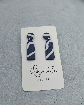 Cercel Ovaline - Blue Stripes [2]