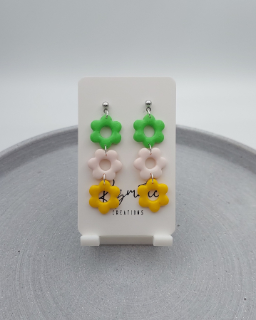 Cercel Triflora - Green White Yellow [3]