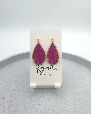 Cercei lungi - Cercel Petalia - Mauve Gold