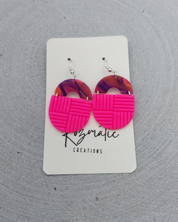 Cercei lungi - Cercel - Retro Future NeonPink2