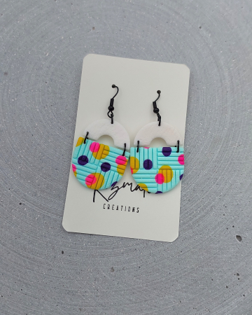 Cercei lungi - Cercel - Retro Future NeonBlue