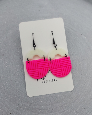 Cercei lungi - Cercel - Retro Future NeonPink1