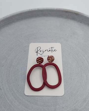 Cercel Ringlet Oval - Bordo [1]