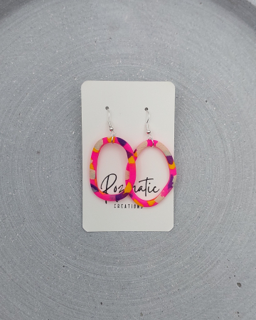 Cercel Ringlet Oval - NeonPink