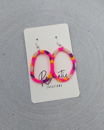 Cercel Ringlet Oval - NeonPink [2]
