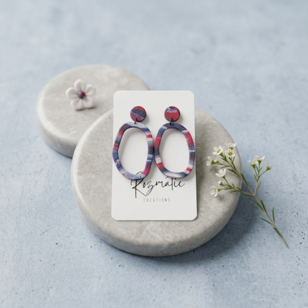 Cercel Ringlet Oval - Blue [1]